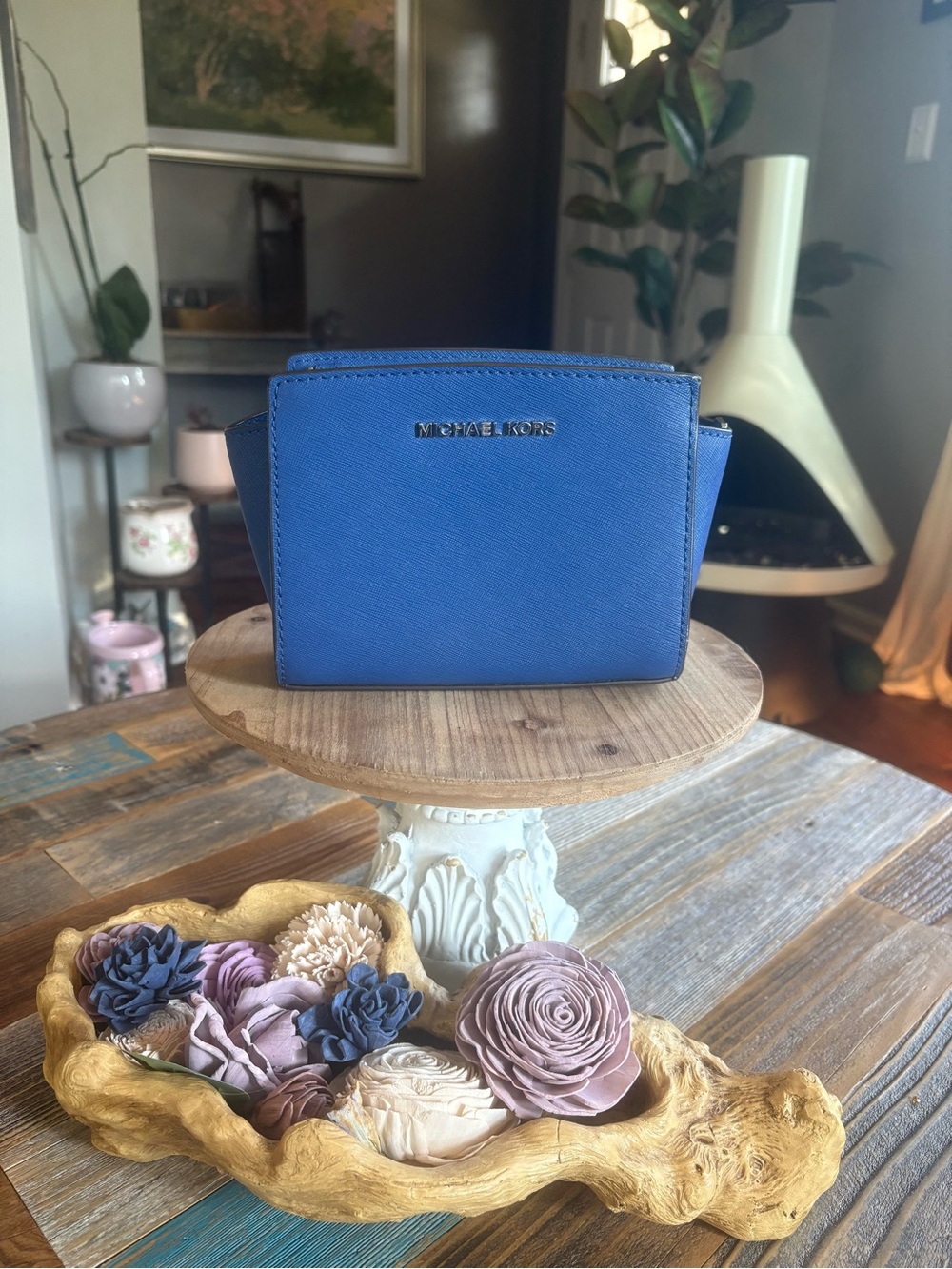 Michael Kors Cobalt Blue Saffiano Leather Mini Crossbody Bag